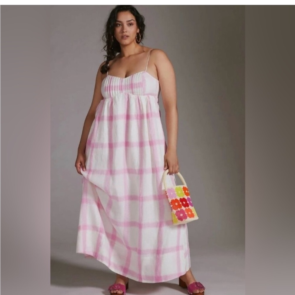 Maeve x Anthropologie pink & white checked sundress size Medium
